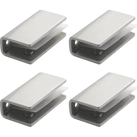 Abrazaderas de acero inoxidable para vidrio, 4 piezas, soporte para estante de vidrio, soporte para espejo de 8-12 mm, soporte para espejo de pared, para ventana, barandilla de escalera y balaustrada.
