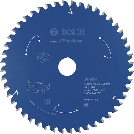 Lame de scie circulaire Bosch Expert for Aluminium pour scies circulaires portatives sans fil 150 x 1,8 / 1,3 x 20 48 dents - 2608644537