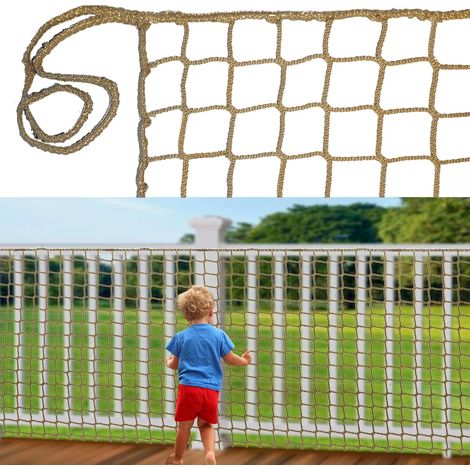 Filet de Protection Enfant Filet Chat Balcon Filet de Sécurité en Polyester pour Escaliers Garde Corps Filet Corde Filet Anti Chute sans Nœuds Universel Filet Protection Marron(1X6m) (1/5)