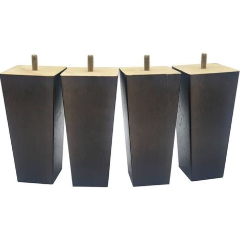 Mid Century Brown Furniture Legs - Walnut Modern Furniture - Replacement Legs with Leg Fixing Plates and Felt Protector for Couch, Cabinet, Couch