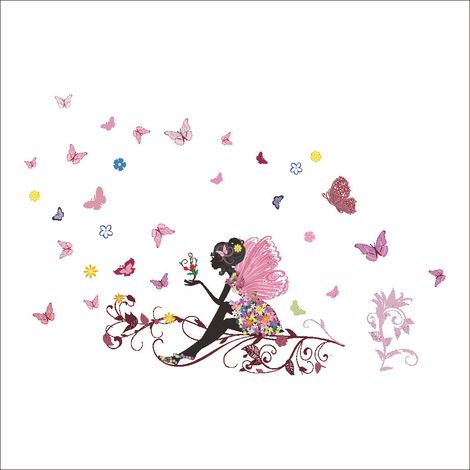 BRAVIX Filles Papillon Rose Stickers Muraux Chambre d'enfant Décor de chambre d'enfant