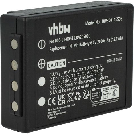 vhbw Akku Ersatz für HBC BA225001, PM237745002, BA209062, BA225031 für Industrie-Funkfernsteuerung Fernbedienung (2000 mAh, 6 V, NiMH) - Schwarz