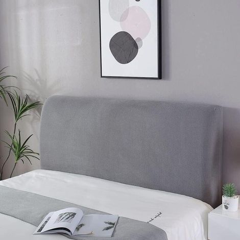 Housse de tête de lit (gris clair, 180 cm/170-190 cm) - Housse de protection extensible et anti-poussière pour dossier de lit simple/king size/double