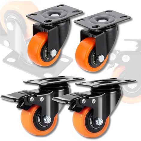 Ruedas giratorias, ruedas giratorias pequeñas, juego de ruedas de 4 piezas + freno (1/5)