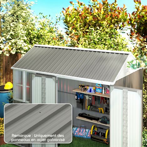 Lot de 12 panneaux en acier galvanisé Résistant aux Intempéries, gris clair, dim. d'un panneau 129L x 45l cm (1/5)