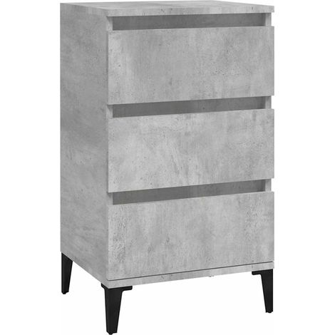 vidaXL Mesita de noche madera contrachapada gris hormigón 40x35x70 cm (1/2)