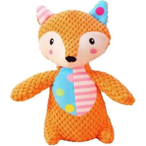 Jouet en peluche pour chien en forme d'animal, résistant aux mâchouillages, avec couineur, en velours côtelé, accessoire d'entraînement pour animaux de compagnie, petit renard (1/4)