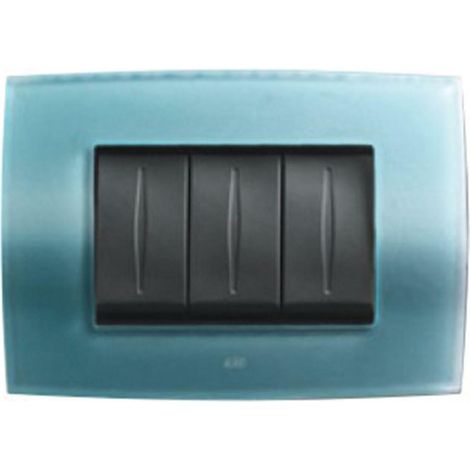 Abb placca vetro 3 moduli blu turchese satinato 2cse0330sfv