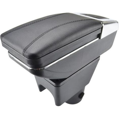 Accoudoir De Console Centrale En Cuir Noir avec couvercle glissé Spécifique pour Renault Duster I 2010-2015(avec coutures noires)