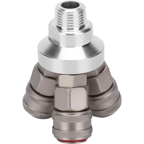 Connecteur à 3 voies, élément pneumatique chromé, acier au carbone, filetage G1/2 pouce, raccord rapide (1/5)