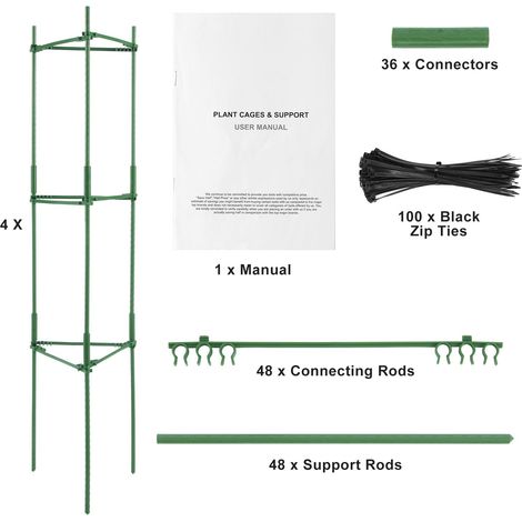 Lot de 4 tuteurs à tomates pour jardin, support de 160 cm pour tomates, cage de support empilable pour plantes hautes, pour potager surélevé, légumes, fleurs et plantes grimpantes (1/5)