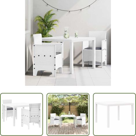 vidaXL Freien Essplatz - Garten Essgruppe 3 pcs Weiß Polypropylen (1/5)