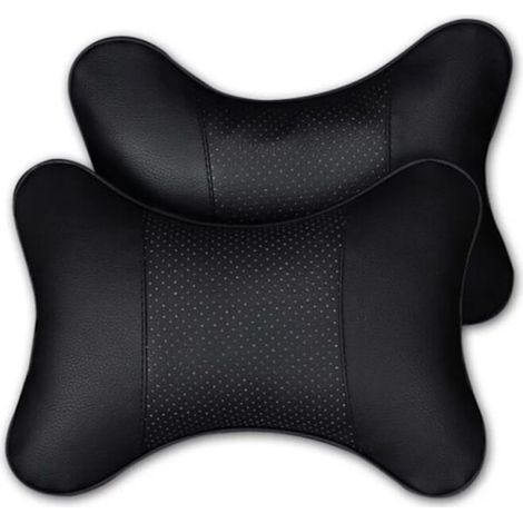 KLVGTIFS PU - Lot de 2 oreillers de voyage noirs pour voiture (1/5)