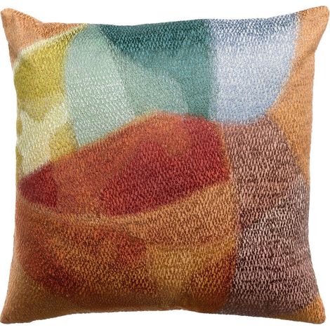 Coussin Décoratif Brodé Multicolore 45 x 45 cm 100% Coton et Chambray pour Salon et Chambre - PANGIVO (1/3)