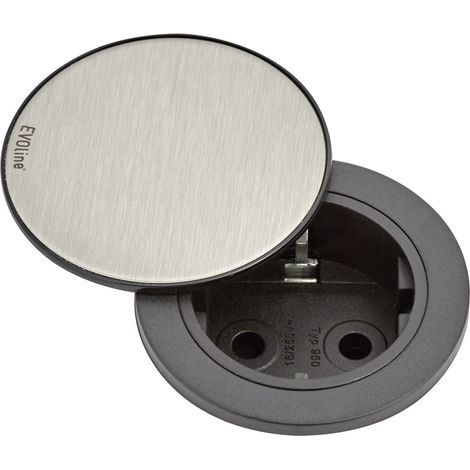 EVOline 159280003900 Einbau-Steckdosenleiste 1fach Edelstahl, Schwarz  1 St.
