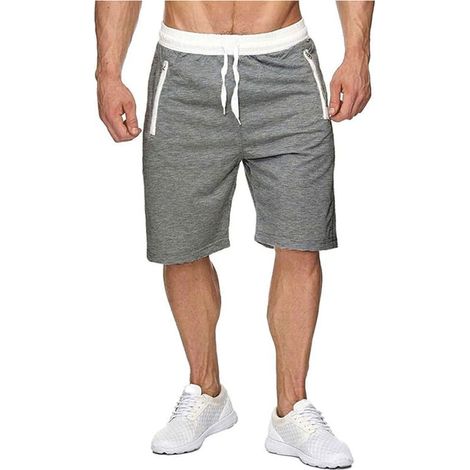 Short de sport homme décontracté, pantalon d'entraînement à cordon élastique, poches zippées, short de running pour homme, nouveauté été, confortable et léger (1/5)