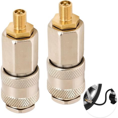 2 Pcs Car Tire Valve Fittings 3 in 1 Quick Connector Air Compressor Adapter Steel External Thread US Valve Inflator Adapter Tire Inflator (1/5)