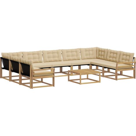 Conjunto de sofás de exterior 10 uds. y Beige vidaXL (1/5)
