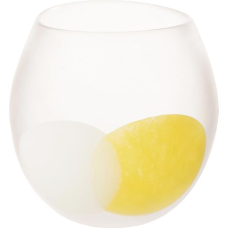 Photophore en Verre "Amos" 22cm Blanc & Jaune (1/3)