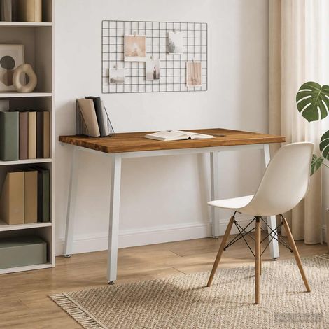 vidaXL 90 x 55 x 75 cm Bois d'Acacia Massif Naturel et Blanc (1/5)