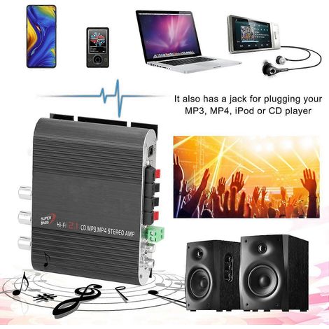 Audio-Stereo-Leistungsverstärker mit Subwoofer, MP3-Player, Autoradio-Kanälen und 2 Haushalts-Bass-LVPIN 838