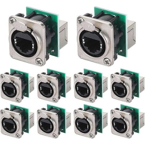 10 prises châssis Ethercon RJ45, connecteurs traversants Ethercon NE8FDP, prises de panneau RJ45 Cat5 série D (1/5)
