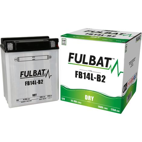 Batterie Fullbat FUL DRY - FB14L-B2 / YB14L-B2 (sèche, réparable, acide inclus)