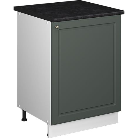 Mobiletto base cucina Fame-Line, Verde-oro rustico/Bianco, 60 cm 1 anta con piano di lavoro, Vicco (1/5)