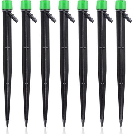 Goutteurs d'irrigation avec Connecteur, 20 Pièces Micro Spray 360 Degrés 8 Trous Débit d'Eau Réglable Micro Bubbler Arroseur Système Goutte à Goutte Irrigation pour Tuyau 1/4 Pouce (Vert) (1/5)