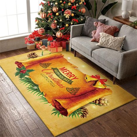 Tapis de Noël pour salon ou chambre d'enfant, tapis de sol à motifs de flocons de neige, paillasson (orange, 80 x 120 cm) (1/2)