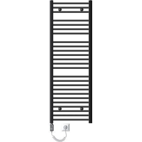 LuxeBath Elektrischer Badheizkörper Sahara 500x1500 mm Anthrazit gerade Seitenanschluss & Heizstab 900W Thermostat & Digitalanzeige, Handtuchheizkörper mit Heizpatrone, Handtuchwärmer Handtuchtrockner