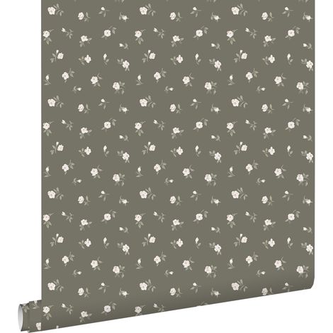 papier peint fleurs marron et rose clair - ESTAhome (1/5)