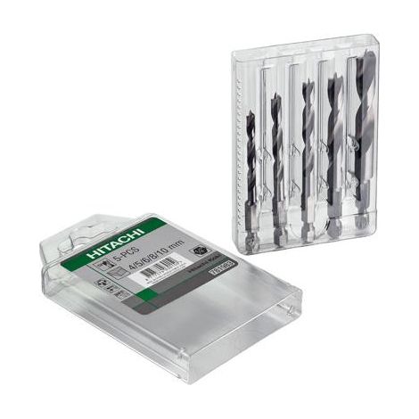 HIKOKI 781983-SET DE 3 FORETS À BOIS POINTES 1/4'' 6 PANS 5 PIÈCES-4/5/6/8/10 MM
