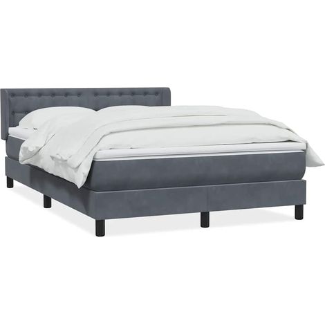 Maison Exclusive - Giroletto a Molle con Materasso Grigio Scuro 160x210 cm Velluto (1/5)