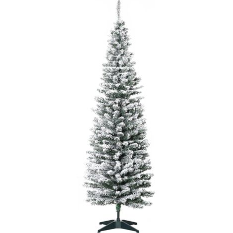 easycomfort albero di natale artificiale innevato 180cm con rami 390, base rimovibile decorazioni natalizie (1/5)