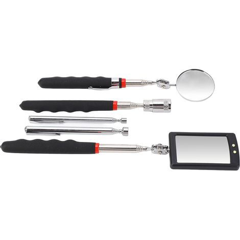 Kit d'outils de ramassage magnétique télescopique comprenant une baguette de ramassage magnétique, un miroir d'inspection à 360° et une lampe torche LED. (1/5)