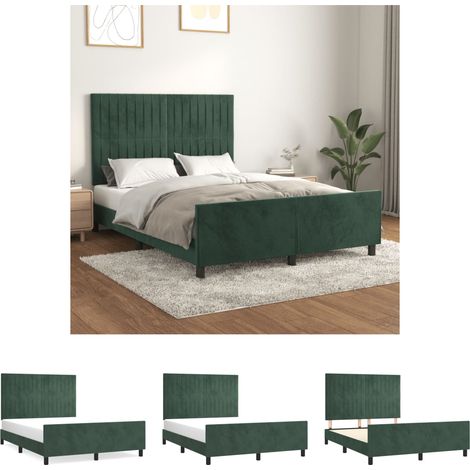The Living Store Bettgestell mit Kopfteil Dunkelgrün 140x200 cm Samt - Betten & Bettgestelle (1/5)