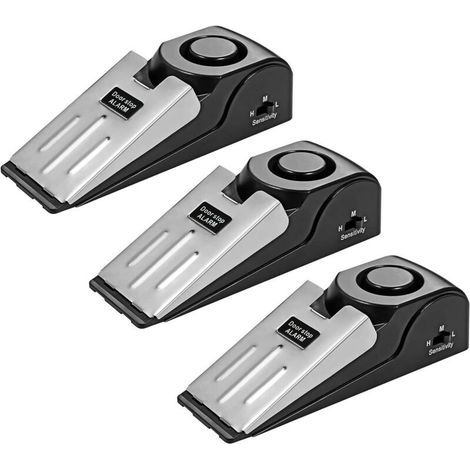 Door Wedge, Door Stop with Alarm, Non-Slip Rubber Door Stops, 3 Adjustable Sensitivity Levels, Door Lock for Home/Child Safety (3 Pack) (1/5)