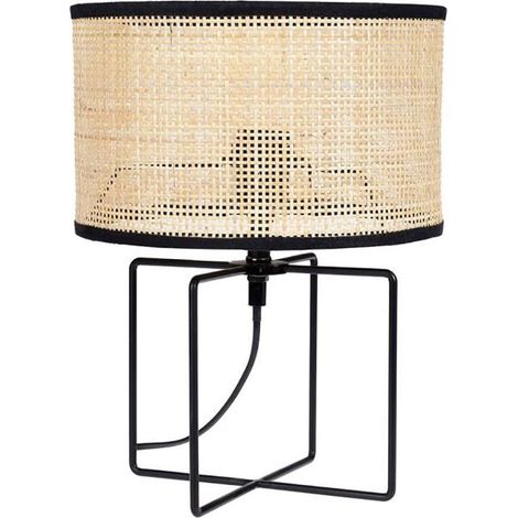 Lampe métal rotin Yuca noir (1/5)