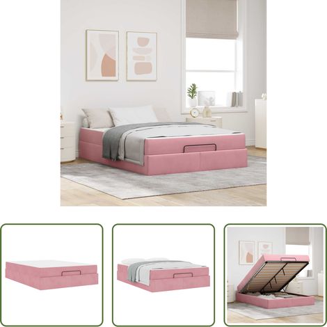 Matelas en mousse -  Cadre de lit avec matelas avec matelas 2 pcs Rose Velours (1/5)