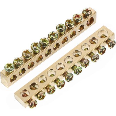 Satz mit 4 Schraubklemmen für 12-adriges Verteilerkabel, Kupfer-Erdungs- und Neutralleiterschiene – 8,70 x 1,50 x 0,60 cm – Gold (1/3)