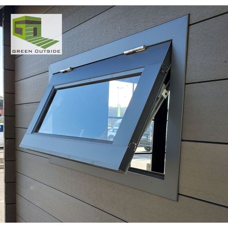Green Outside – Fenêtre aluminium 90x50 cm – Ouverture réglable avec blocage – Apporte luminosité et ventilation pour abri jardin