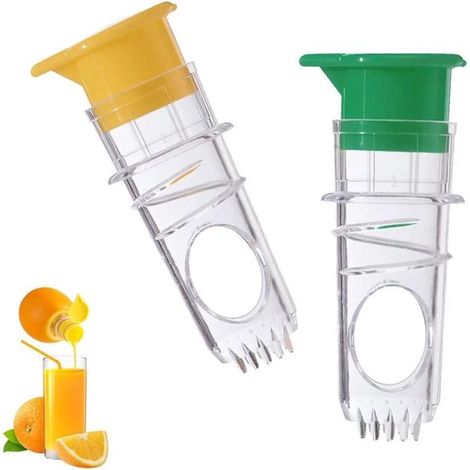 Exprimidor de limones giratorio (juego de 2): exprimidor de limones portátil，exprimidor manual con tapa de rosca y filtro para semillas