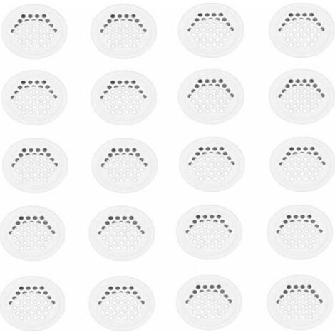 Grille aération VMC 20 pièces – Grille ronde en inox blanc 35mm – Pour cuisine et meubles – Diamètre extérieur 42mm – Hauteur 10mm (1/5)