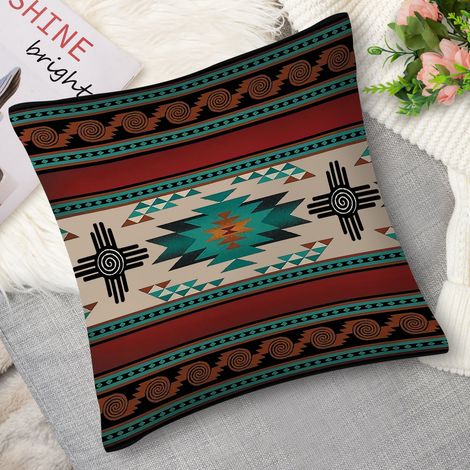 Housse de coussin,Coussin décoratif ethnique bohème (1/5)