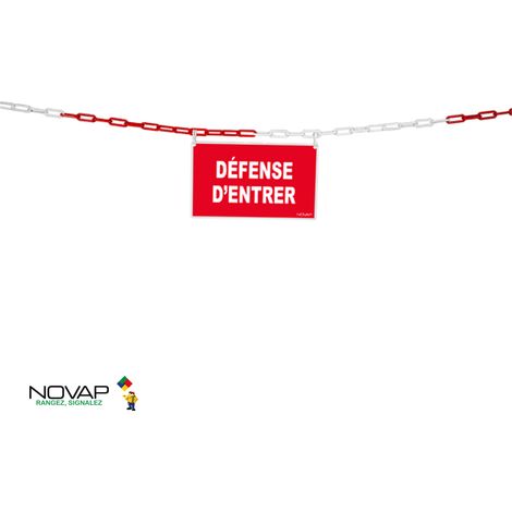 Novap – Chaîne de signalisation 5m rouge/blanc – Panneau défense d'entrer 330x200mm – Kit de délimitation – 1365001 (1/2)
