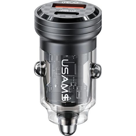 Cargador de coche Usams C35 USB+USB-C 45W Carga rápida negro/negro CC175CC01 (US-CC175) (1/5)