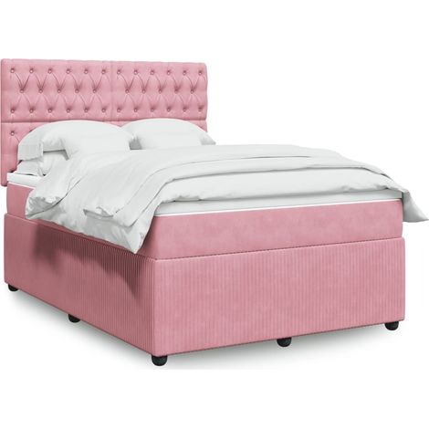 Giroletto a Molle con Materasso Rosa 140x200 cm in Velluto vidaXL (1/5)