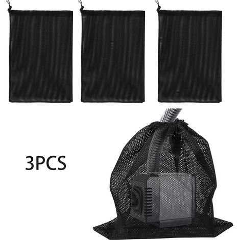 Set di 3 pezzi (nero, circa 3141 cm) Sacchetto barriera per pompa Sacchetto filtro a rete Sacchetto filtro a rete per acquario/giardino/ (1/4)