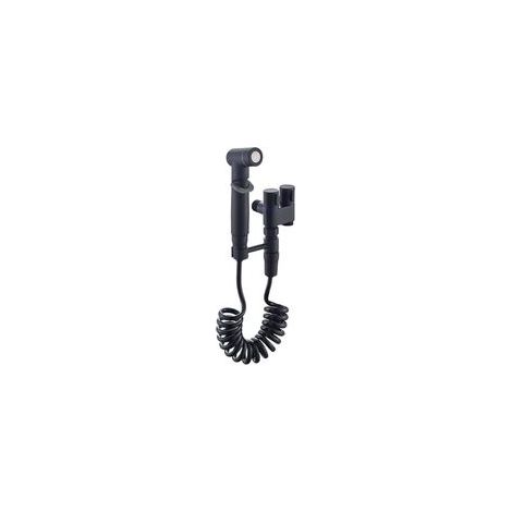 Kit de douchette de bidet noir mat, ensemble complet avec robinet double sortie, tuyau élastique 2m et support, pulvérisation réglable, installation facile pour toilette (1/5)